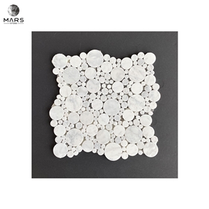 Round Pebbles Polished White Marble Mosaics Tiles