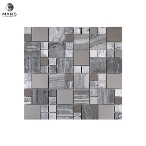 Square Grey Random Mixed Versailles Mosaic Tiles