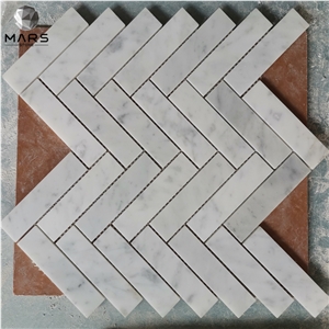 Wall Natural Stone Marble Mosaic Herringbone Floor Tile