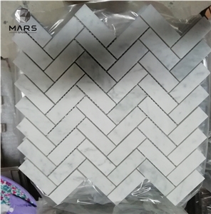 White Carrara Marble 3D Waterjet Stone Mosaic Tiles