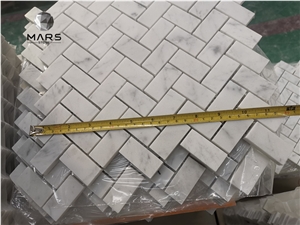 White Carrara Marble 3D Waterjet Stone Mosaic Tiles