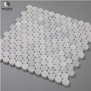 White Mosaic Tiles 3/4 Inch Penny Round Marble Mosaic