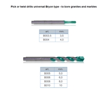 Pick Or Twist Drills Universal Bryon Type - To Bore Granites And Marbles