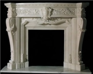 Beige Polished Marble Fireplace Surround,Fireplace Mantel