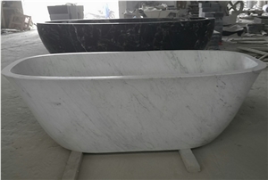 China White Handcarved Natural Marble Solid Surface Bathtub