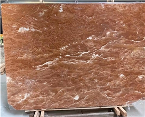 Chinese Red And Green Grain Cream White Marble