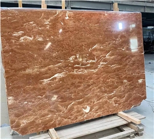 Chinese Red And Green Grain Cream White Marble