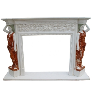 Egyptian Beige Marble Modern Fireplace Sculpture