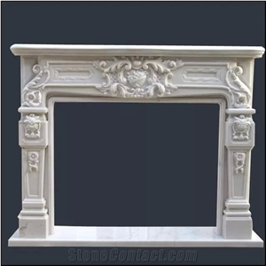 Hand Carved White Marble Fireplace Luxury Italian Mantel