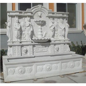 Hand Carving Natural Marble Wall Fountain Outdoor Waterfall