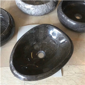 High Polished China Black Marble Basins Black Marble Sinks