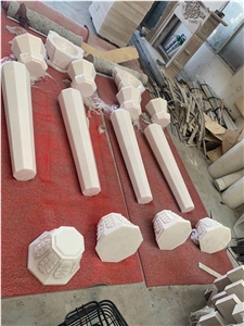 High Polished Vietnam Crystal White Marble Column Pillars
