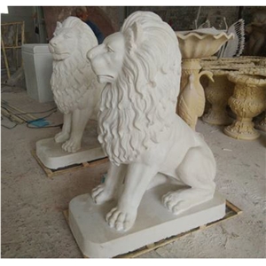 Hot Sale Wholesale Custom White Marble Lion Sculpture 