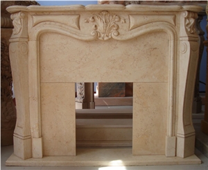 Interior Decoration Beige Insert Marble Fireplace Surround