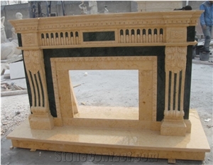 Luxurious Large Natural Beige Marble Fireplace Mantel
