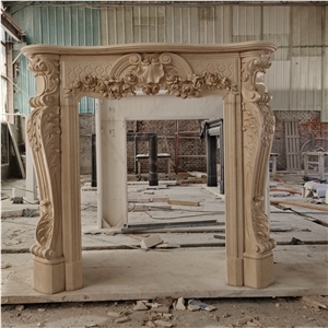 Natural Marble Stone Galala Beige Marble Fireplace 1.5 Meter