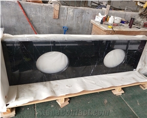 Nero Black Marquina Marble Black And White Bathroom Top