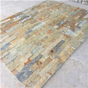 Outdoor Rusty Quartzite Rustic Brick Wall Stack Stone Tile