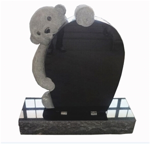 Shanxi Black Granite Teddy Bear Carving Tombstone Monuments