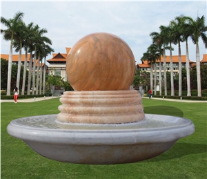 Sunset Red Marble Round Ball Landscaping Fountain