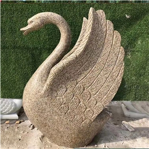 White Marble Animal Statues Outdoor Stone Swan Sculpture