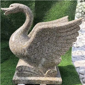 White Marble Animal Statues Outdoor Stone Swan Sculpture