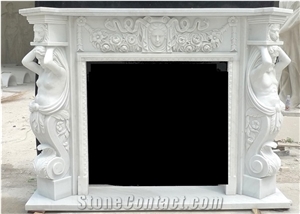 White Marble Fireplace Surround & Fireplace Mantels