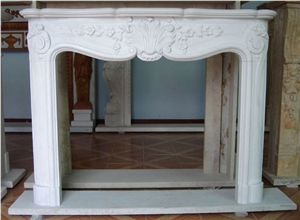 White Marble Fireplace Surround &Fireplace Mantels For Decor