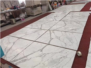 Carrara White Calacatta White Marble Bookmatch Tiles 