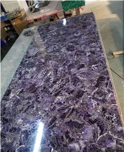 Amethyst Purple Semiprecious Stone Slab Wall Backlit Tiles