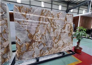 Golden Marble Slab Floor Wall Table Decor