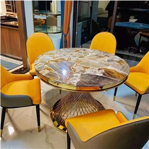 Golden Marble Slab Floor Wall Table Decor