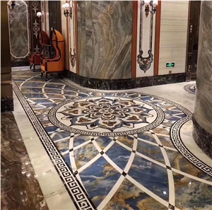 Marble Mosaic Waterjet Round Rectangle Floor Tile