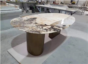 Patagonia Quartzite Crystal Yellow Granite Table Set Oval