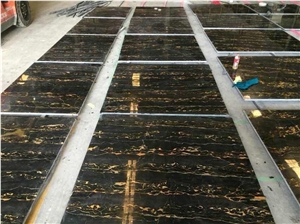 Portoro Gold Black Marble Italy Slab Tile For Countertops Table