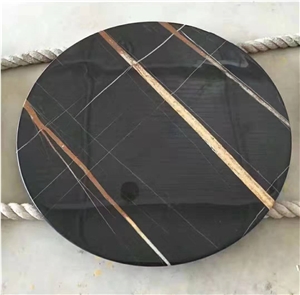 Sahara Noir Black Gold Marble Slab Tile For Coffee Table