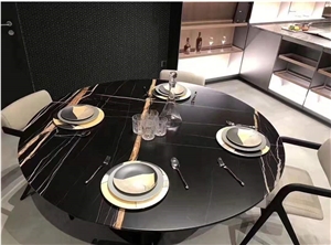 Sahara Noir Black Gold Marble Slab Tile For Coffee Table
