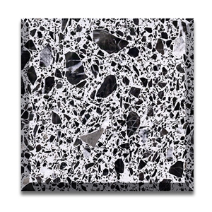 Black Mix White Terrazzo Slab Bathroom Kitchen Flooring Tile
