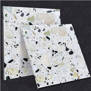 Ice Jade Green Terrazzo Slab Floor Tile Customized Size