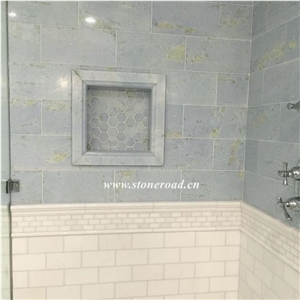 Azul Mareda Blue Marble Brick Bathroom Floor Tiles Wallpanel