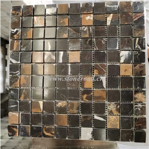 Factory Afghanistan Black Portoro Marble Mosaic Cube Tiles