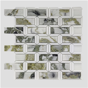 Ice Jade Marble Mosaic Tiles Green Marble Wall Mosaic 