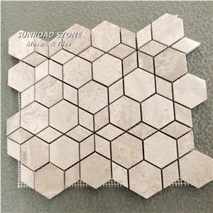 Manufacturer White Wood Cross Cut Marble Mosaic Tiles 