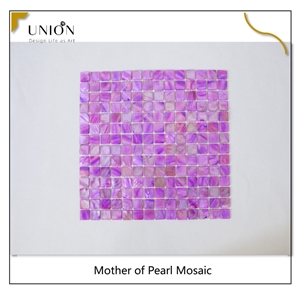 Dyed Purple Color Square Pattern Shell Mosaic Tiles Meshed