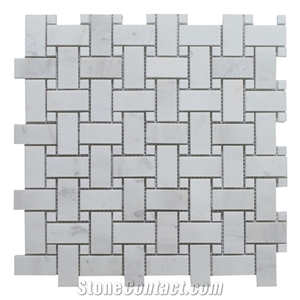 Bianco Dolomit White Marble Basketweave Mosaic Tile