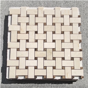 Crema Marfil Marble Basketweave Mosaic Tile