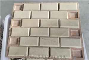 Crema Marfil Marble Deep-Bevel Brick Mosaic Tile