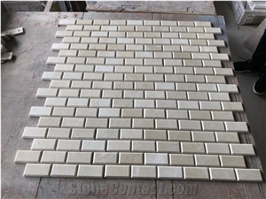 Crema Marfil Marble Deep-Bevel Brick Mosaic Tile