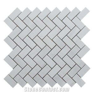 Dolomit White Marble Herringbone Mosaic Tile