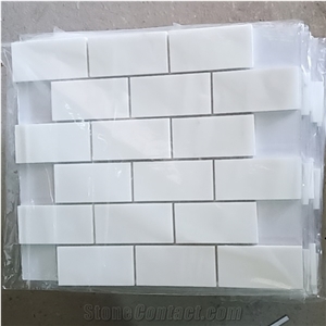 Thassos White Marble 2"X4" Brick Mosaic Tile